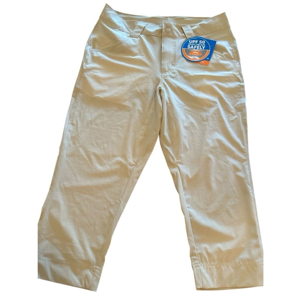 GorpCore PFG Light Beige UPF 50 OMNISHADE Women's Utility Capri Pants Size 8 NWT